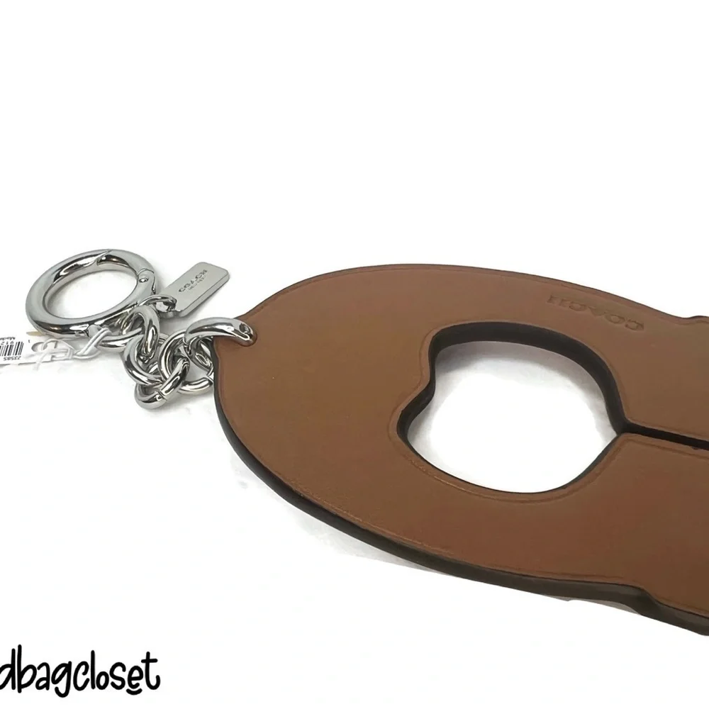 COACH VARSITY C BAG CHARM (F23585) SILVER/TRUE RIVETED RED KEY CHAIN KEYCHAIN